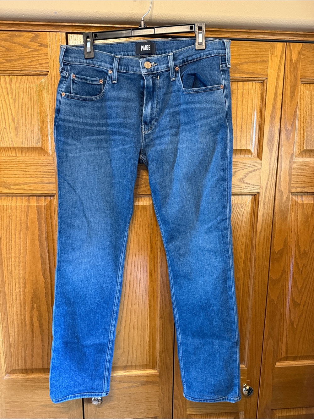 PAIGE Men’s Federal Medium Blue Slim Straight Jeans-Size: 32w/28 inseam